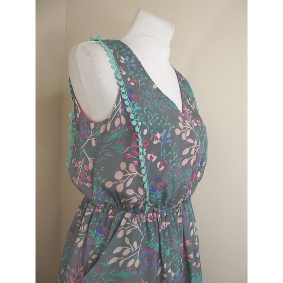 Jessica Simpson Summer DRESS - Size 6 - Gray Floral Lined Sleeveless Pockets - Picture 7 of 8